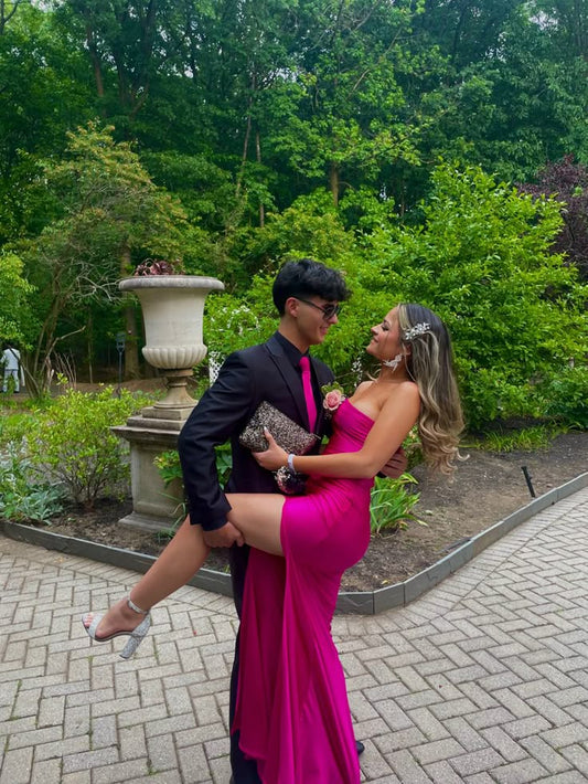 Gorgeous Mermaid Strapless Pink Slit 23rd Birthday Dress Prom Dress Birthday Outfits For Women D2680