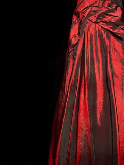 Gorgeous Mermaid Sweetheart Red Taffeta Long Evening Dress Prom Dresses SD2753