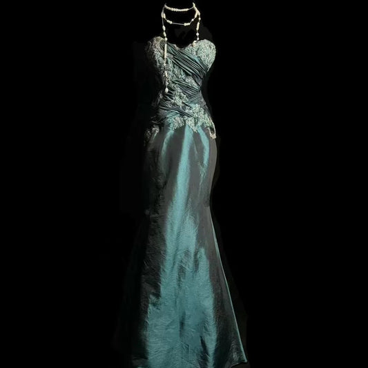 Retro Mermaid Sweetheart Taffeta Long Evening Dress Prom Dresses SD2755