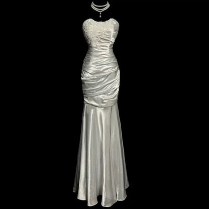 Classy Mermaid Sweetheart Lace Ivory Long Evening Gowns Prom Dress