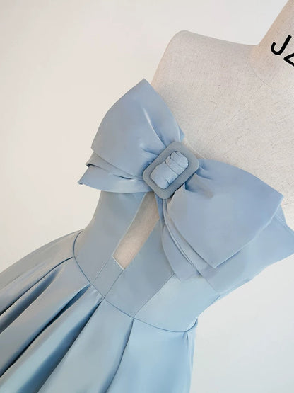 Gorgeous Balll Gown Sweetheart Blue Satin Long Evening Dress Prom Dresses