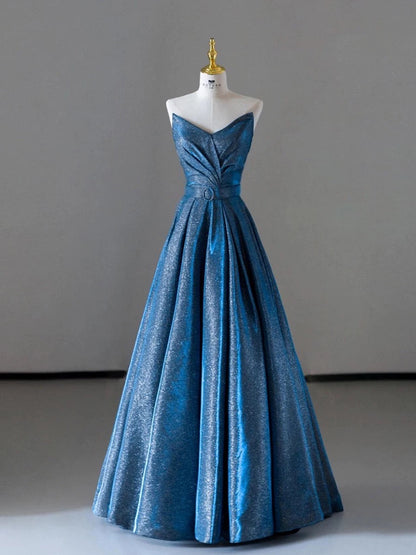 Vintage Ball Gown Sweetheart Blue Sequin Long Prom Gown Fairy Prom Dresses