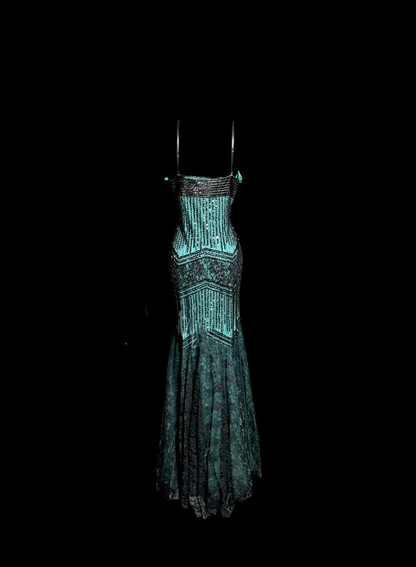 Aesthetic Mermaid Spaghetti Straps Green Prom Dress Long Party Dress SD2919