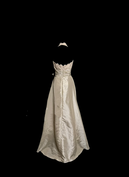 Vintage A line V Neckline Champagne Lace Prom Gown Fairy Prom Dresses