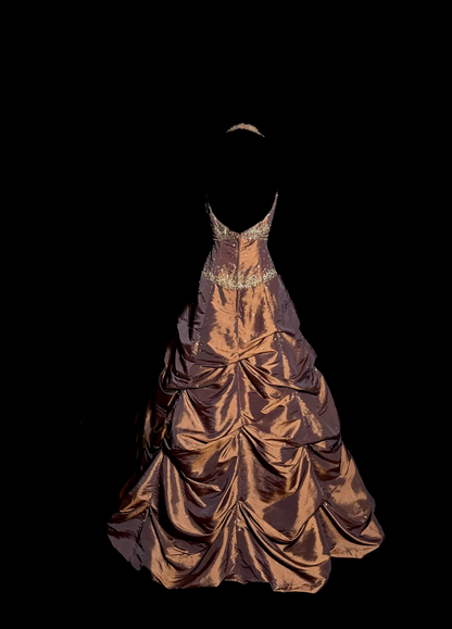 Vintage Ball Gown Halter Brown Sleeveless Long Prom Gown Fairy Prom Dresses