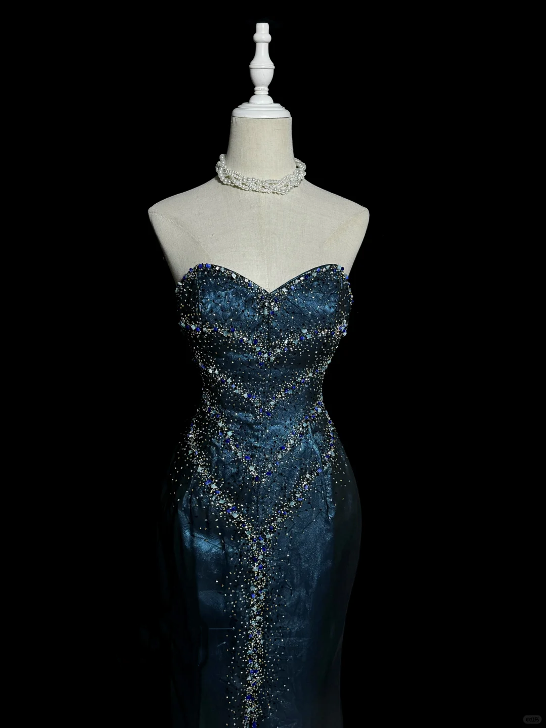 Vintage Mermaid Sweetheart Sleeveless Long Blue Slit Prom Gown Fairy Prom Dresses