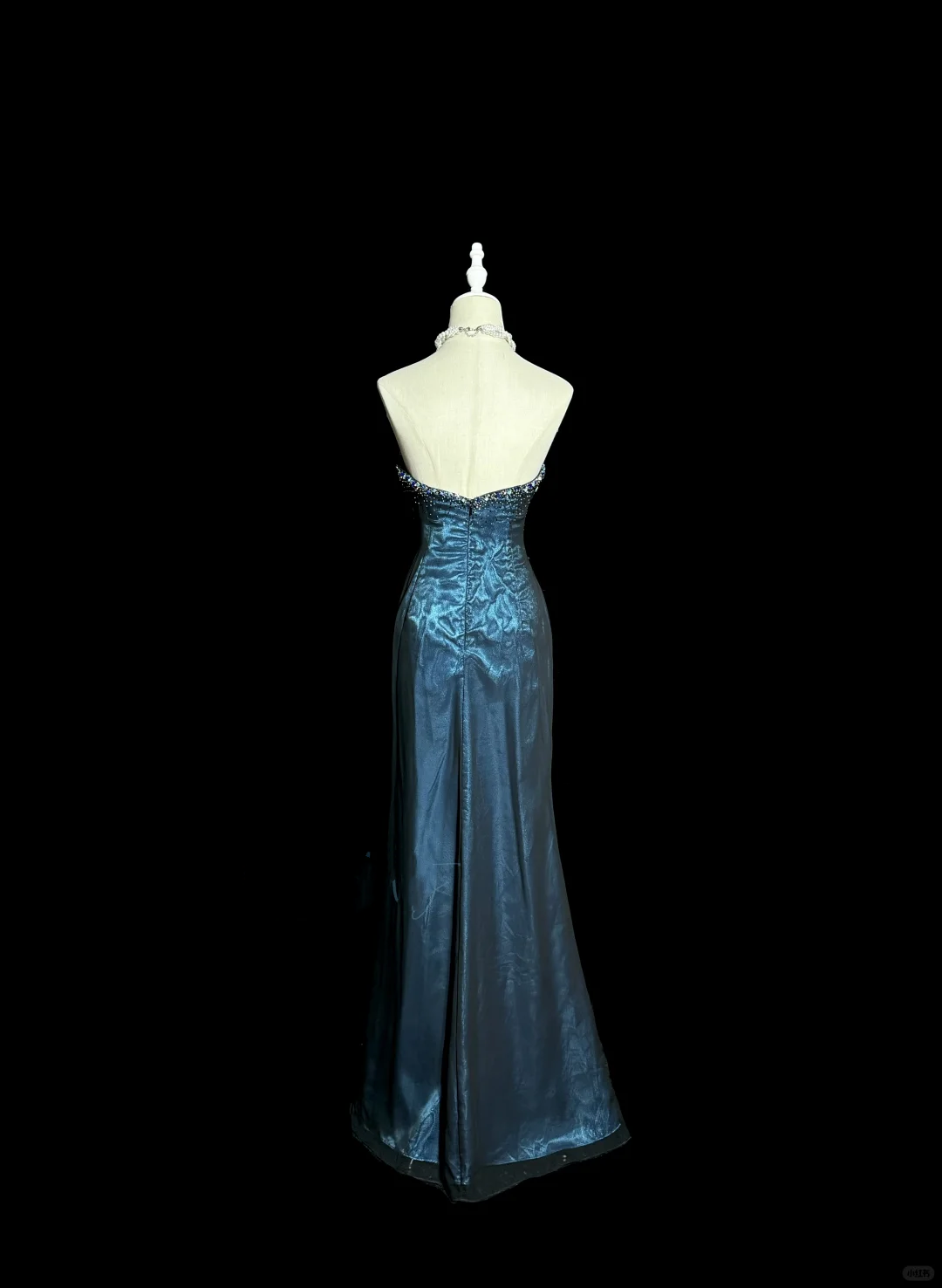 Vintage Mermaid Sweetheart Sleeveless Long Blue Slit Prom Gown Fairy Prom Dresses