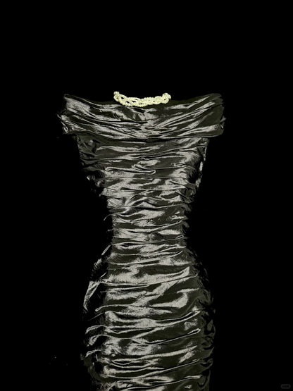 Vintage Sheath Off The Shoulder Silver Gray Sleeveless Long Prom Gown Fairy Prom Dresses