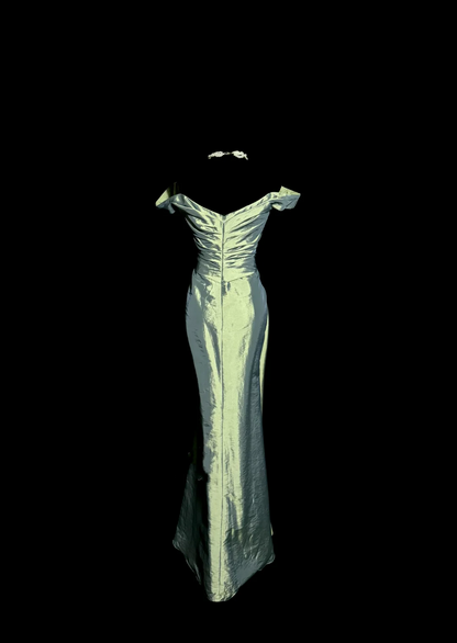 Vintage Mermaid Off The Shoulder Green Long Prom Gown Fairy Prom Dresses