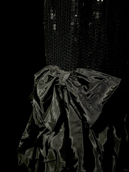 Vintage Mermaid Sweetheart Black Sequin Long Prom Gown Fairy Prom Dresses
