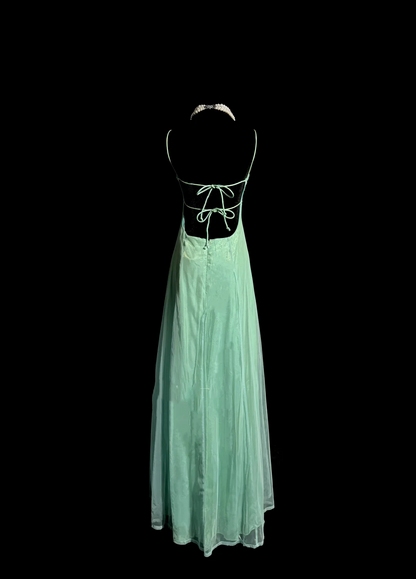 Classy Elegant A line Spaghetti Straps Blue Beading Sleeveless Chiffon Prom Dresses H2980