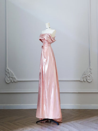 Pretty A Line Off The Shoulder Sequin Pink Long Prom Dresses Evening Gowns