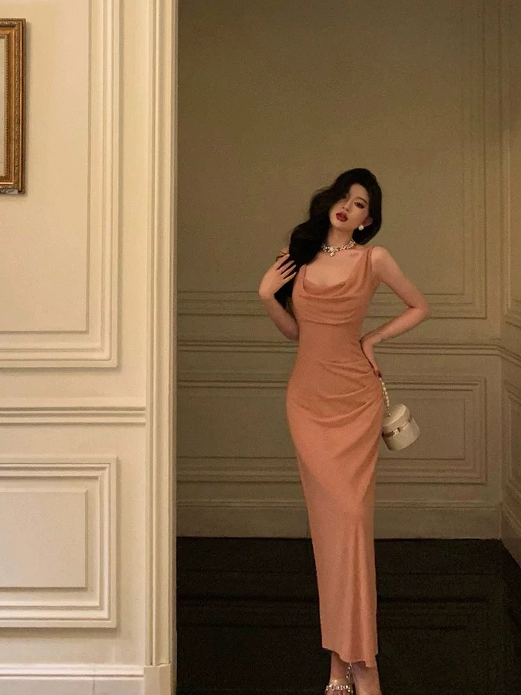 French Sheath Jewel Pink Pleated Prom Dresses Birthday Outfits Evening Gown