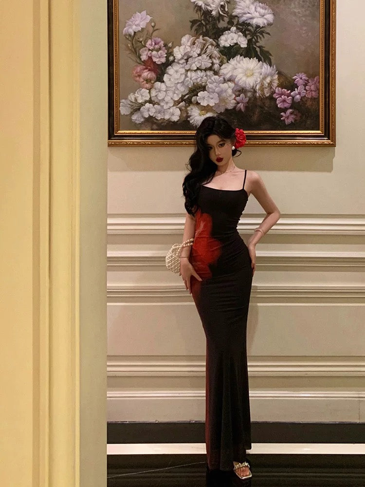 Pretty Sheath Spaghetti Straps Black Long Prom Dresses Birthday Outfits Evening Gown