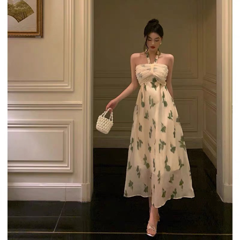 Sexy A Line Halter Floral Prom Dresses Birthday Outfits Evening Gown