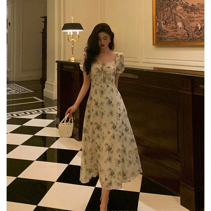 Sexy A Line Straps Floral Chiffon Ruffles Prom Dresses Birthday Outfits Evening Gown