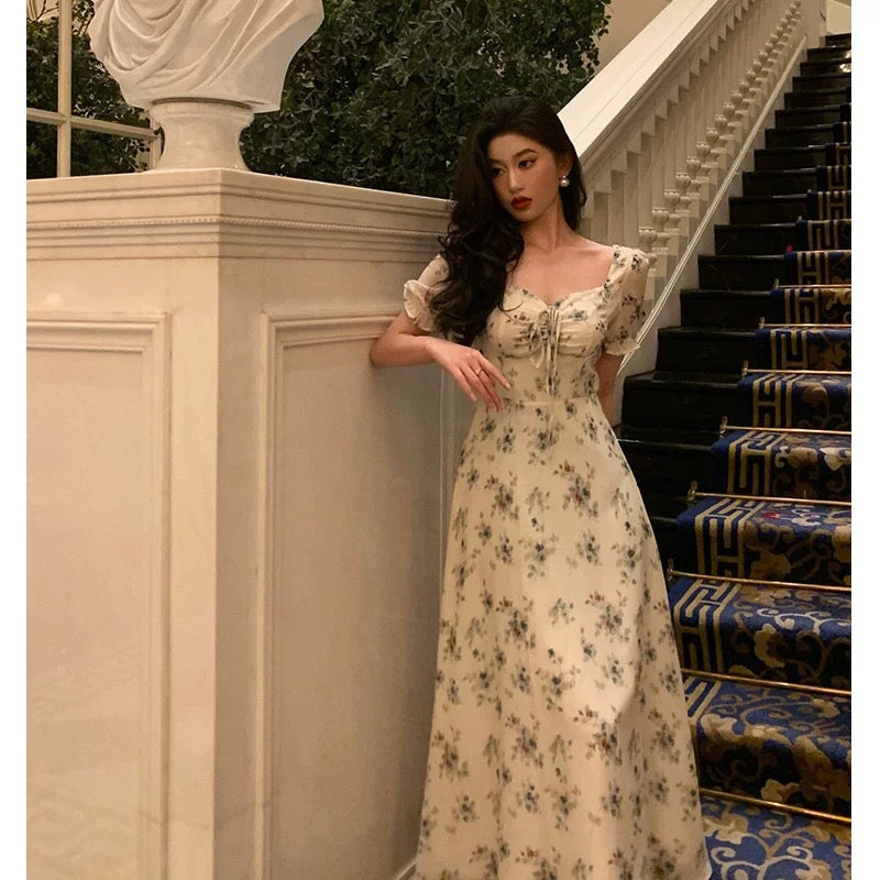 Sexy A Line Straps Floral Chiffon Ruffles Prom Dresses Birthday Outfits Evening Gown