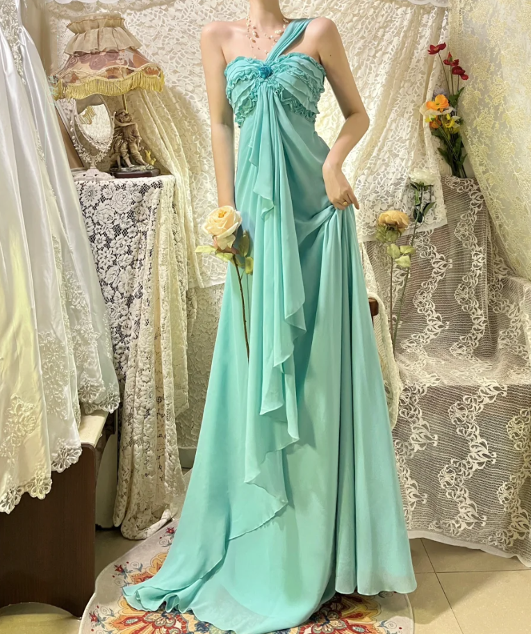 Glamorous Strapless Light Pink Satin Embroidered Flowers Mermaid Long Party Dress Formal Wedding Guest Dress With Beaded D21117