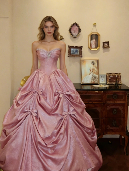 Stunning Ball Gown Pink Sweetheart Pleated Evening Dress Quinceanera Dress 18th Birthday Prom Gown       D5157