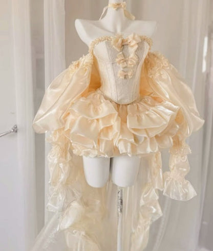 Sweet Homecoming Dress Off Shoulder Short Prom Dress Birthday Party Outfits Two Piece   D3743