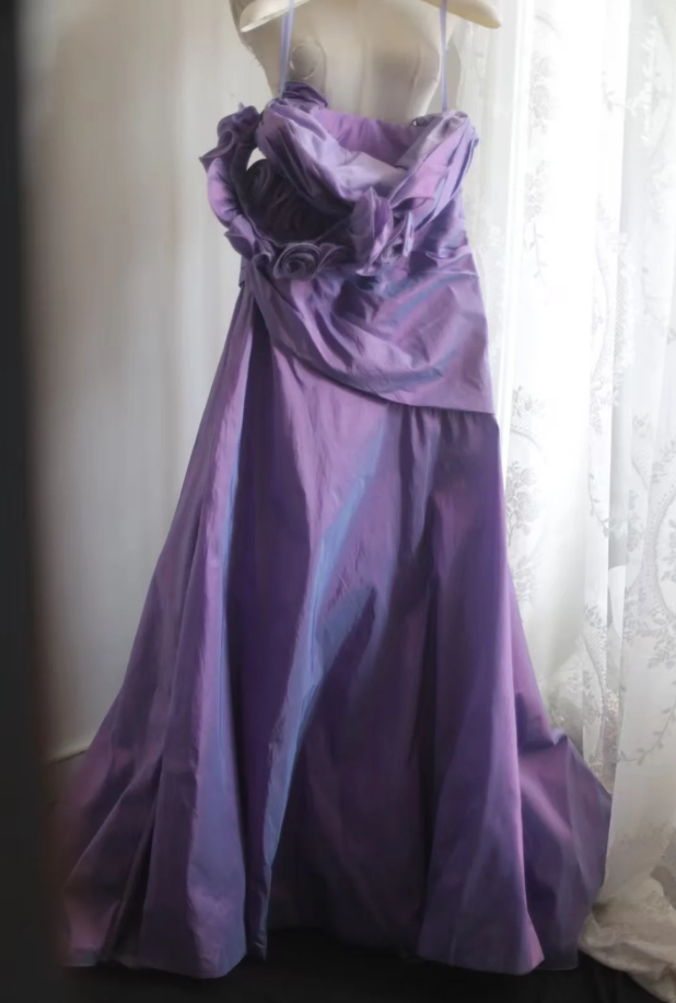Elegant Purple One Shoulder Satin Floral Mermaid Long Party Dress Formal Wedding Guest Dress D2312