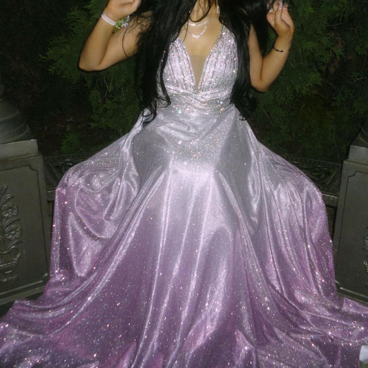 Shiny Ombre Purple Satin Beaded Sequin Long Party Dress Formal Wedding Guest Dress Birthday Outfits D1577