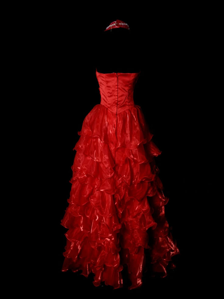Gorgeous Red Halter V Neck Beaded Organza Pleated Layered Mermaid Long Evening Dress Prom Dress D1881