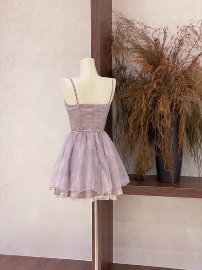Purple Straps A Line Birthday Dress Short Holiday Dress  S243