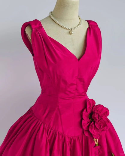 Chic Homecoming Dress V Neck Flower Dress Back to School Outfits Party Dress  D6407