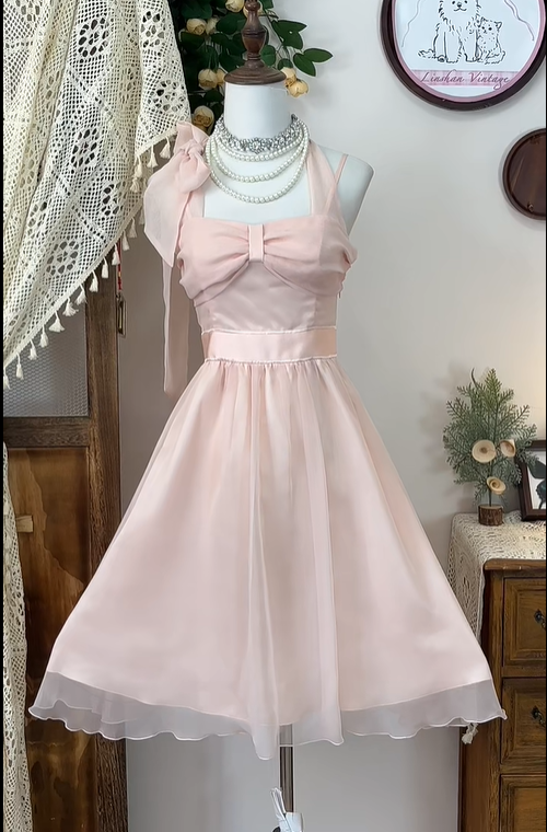 Cute Pink Spaghetti Straps A Line Mini Party Dress Homecoming Dress S331