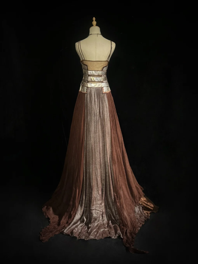 Vintage Spaghetti Straps Satin Beaded A Line Long Party Dress Formal Birthday Evening Gown
