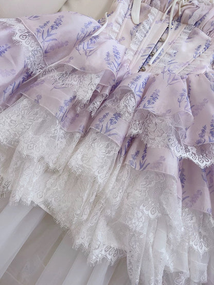 Cute A line Spaghetti Straps Lilac Floral Chiffon Short 8th Grade Homecoming Dress Summer Middle School Hoco Dresses Cocktail Dress Birthday Outfits W972