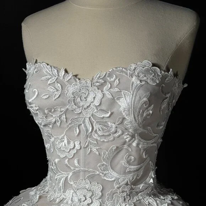 Classy Strapless White Lace Appliques Short Birthday Dress Formal Homecoming Dress D509