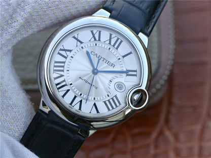 BALLON BLEU DATE 42 SILVER DIAL BLACK BRACELET