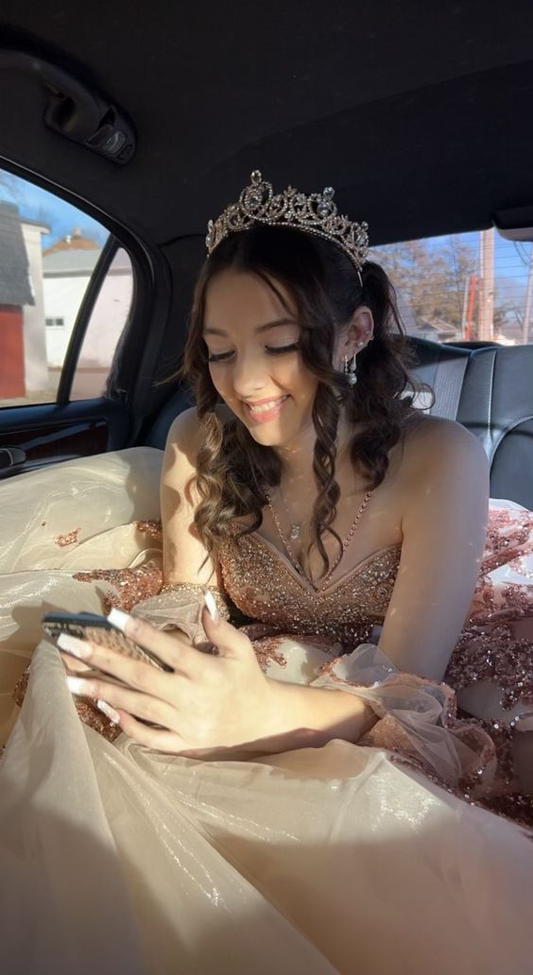 Princess Sparkly Sweet 16 Quinceanera Dress Sequin Applique Beaded Pageant Party Dress Mexican Girl Ball Gown cc1127