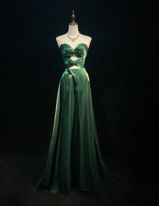 Vintage Sweetheart Neck Dark Green Satin Mermaid Party Dress Long Wedding Guest Dress SP1858