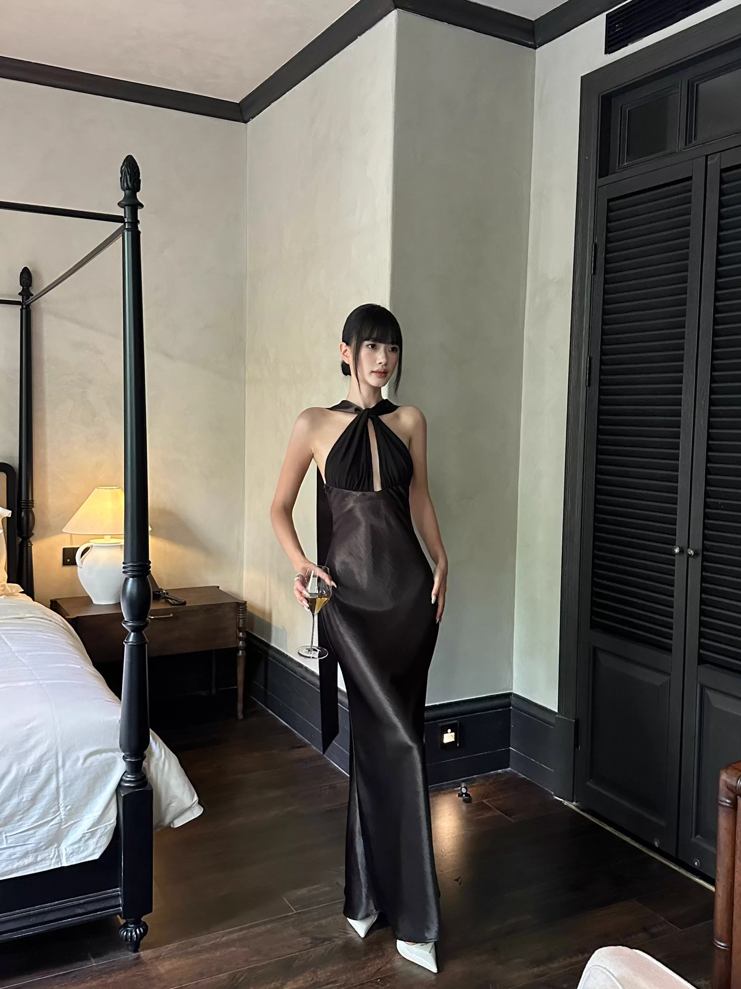 Classy Sleeveless Navy Blue Satin Mermaid Long Wedding Guest Dress Formal Backless Party Dress Evening Gown