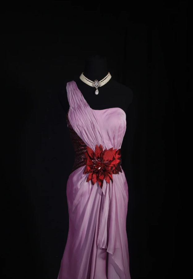 Pretty One Shoulder Chiffon Satin Mermaid Long Wedding Guest Dress Formal Birthday Party Dress With Appliques D2248