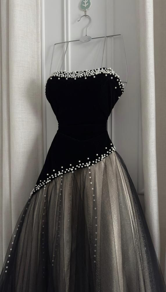 Elegant Strapless Royal Blue Velvet Tulle Beaded Long Party Dress Formal Birthday Prom Gowns SP2048