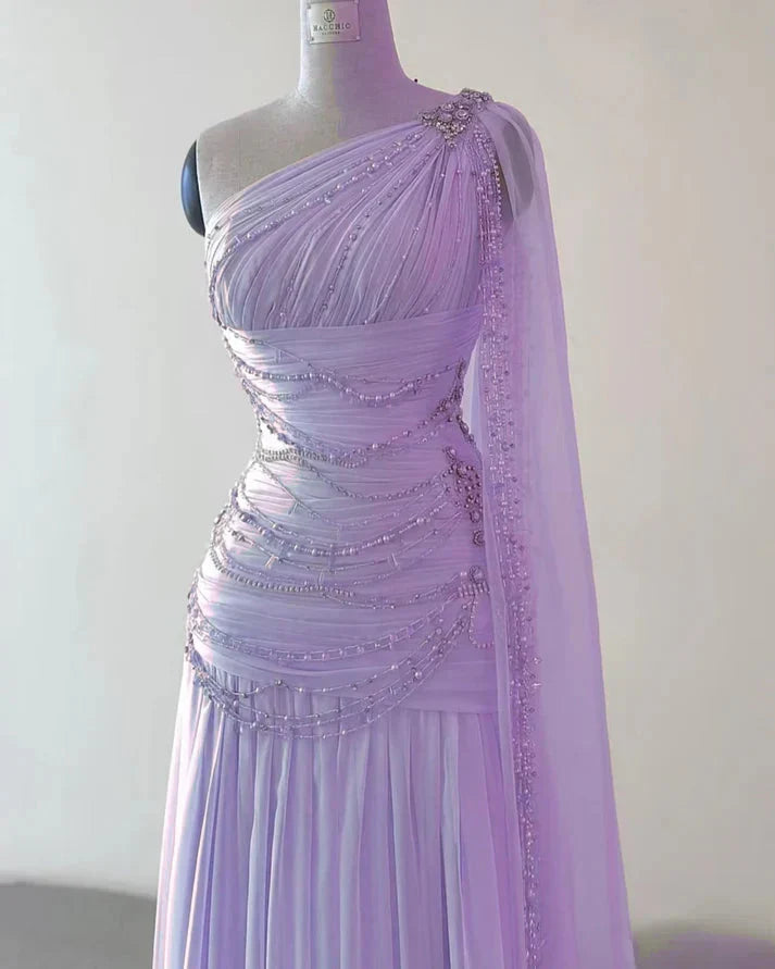 A Line One Shoulder Pink Chiffon Prom Gowns Prom Dresses (For Sue Nardi)