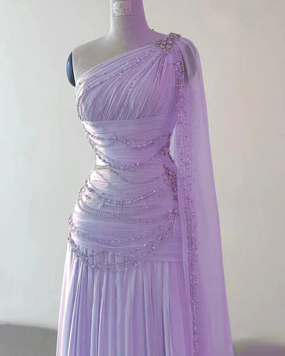 A Line One Shoulder Pink Chiffon Prom Gowns Prom Dresses (For Sue Nardi)