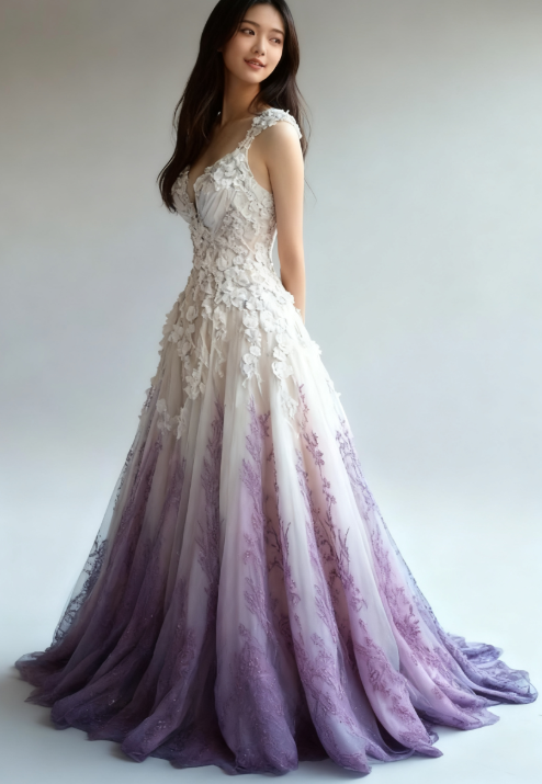 A-Line Straps Tulle Beaded Long Prom Dresses Applique Sweetheart Neck Prom Gowns