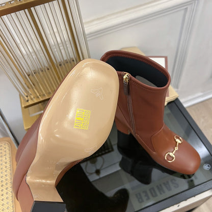 GG Horsebit Ankle Boot 95 Brown Calfskin