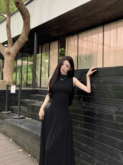 Maillard outfit suit, mature style, fashionable and stylish sleeveless top and skirt, two-piece suit R0481