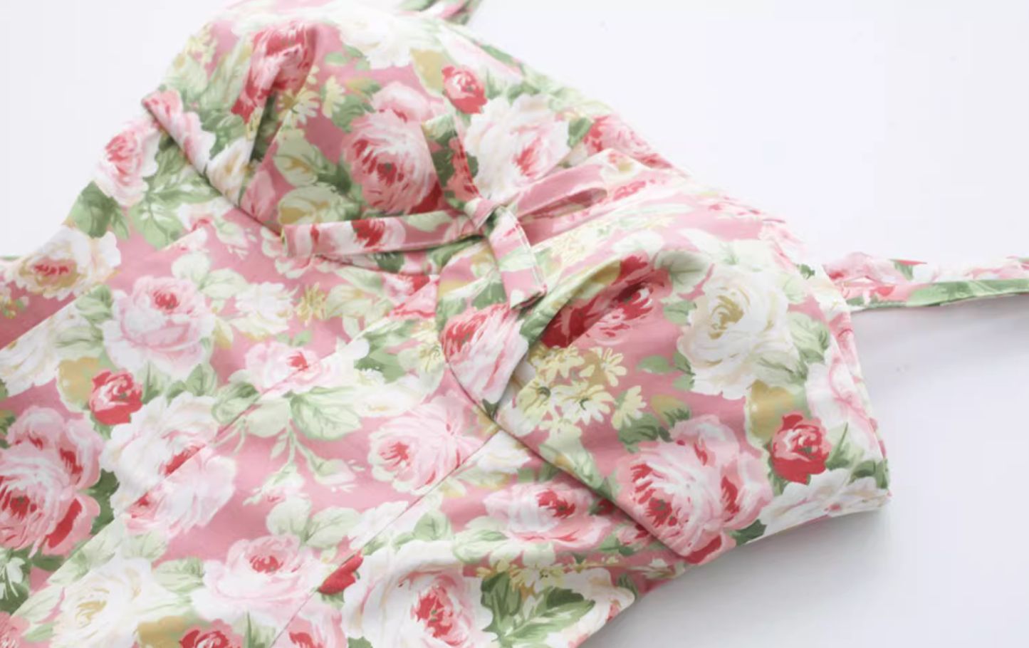 French retro pink floral chest cushion sexy slimming waist cinching suspender skirt new style R2875