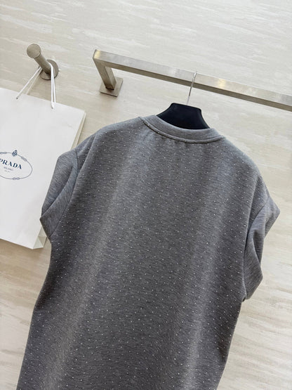 Prada 25 Diamond Dress Gray Cotton