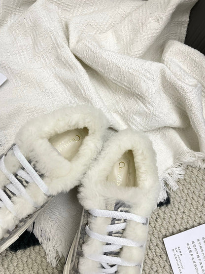 CD Walk'n Dior Platform Sneaker Grey Beige Oblique Motif Fabric Wool