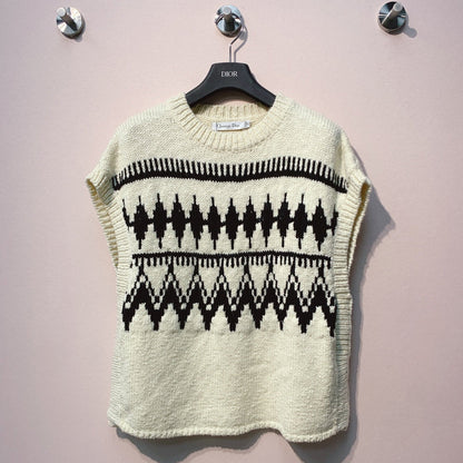 CD 25 Sleeveless Sweater White Black Wool 320037