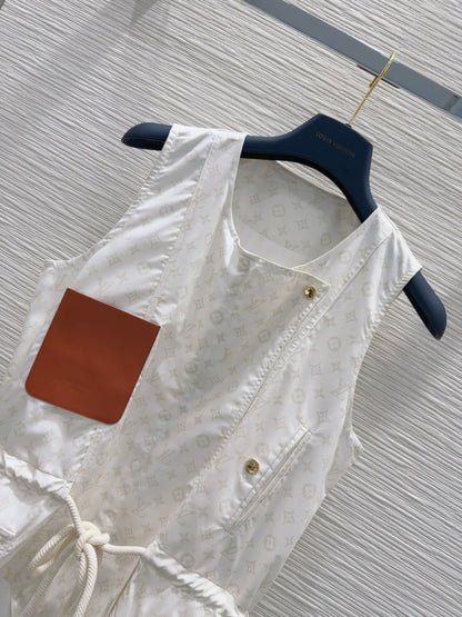 LV 25 Checkered Shirt With Pocket Dynamic Dress White Blue Polyester