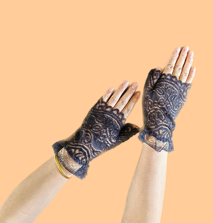 Summer lace gloves fingerless thin half gloves summer breathable sunscreen fingerless short     S6277